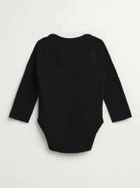 Black Prayer Pocket Long Sleeve Bodysuit Cotton