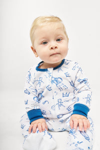 David & Goliath Blue PJ Footed Onesie Cotton