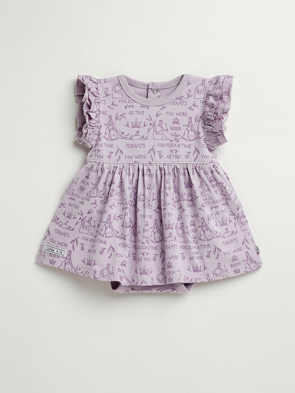 Queen Esther Lavender Short Sleeve Twirl Dress Bodysuit Cotton