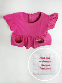 Fuchsia Prayer Pocket Short Sleeve Twirl Dress Bodysuit Cotton