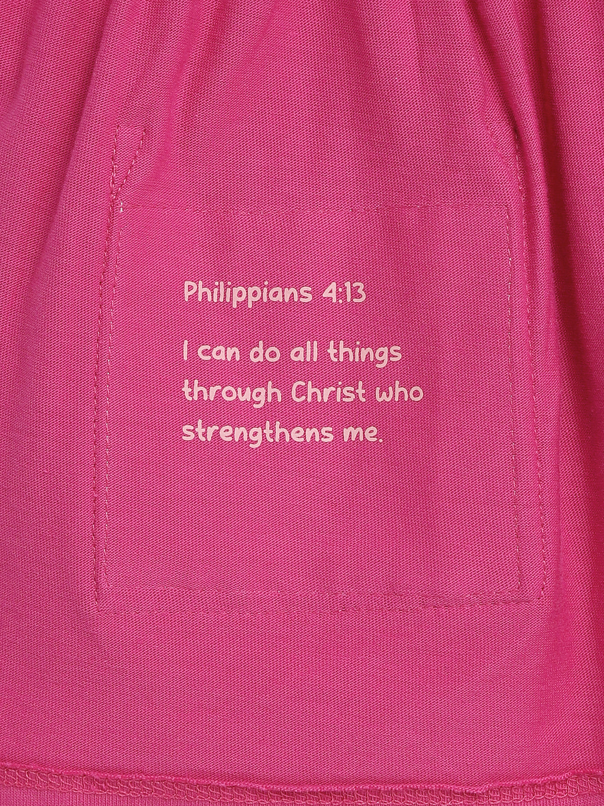 Fuchsia Prayer Pocket Short Sleeve Twirl Dress Bodysuit Cotton