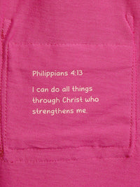 Fuchsia Prayer Pocket Short Sleeve Twirl Dress Cotton