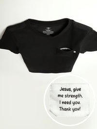 Black Prayer Pocket Short Sleeve T-Shirt Cotton