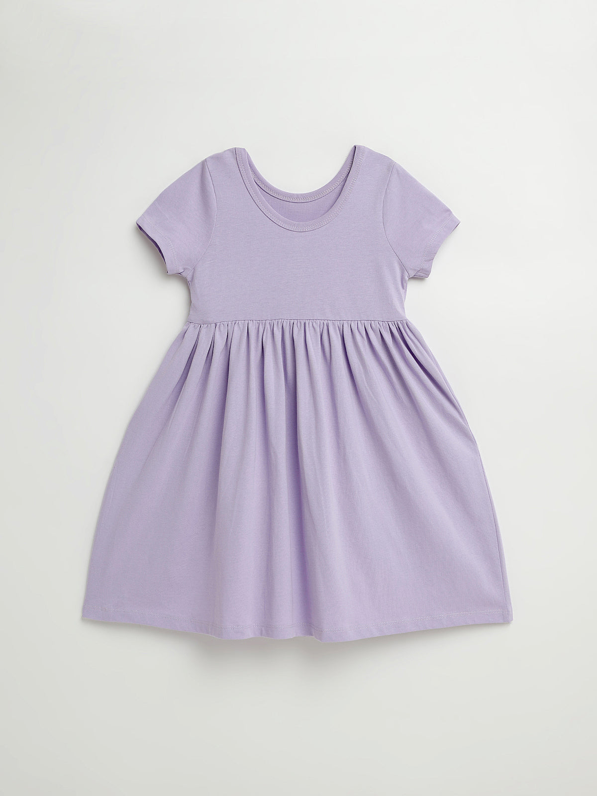 Lilac Prayer Pocket Short Sleeve Twirl Dress Cotton