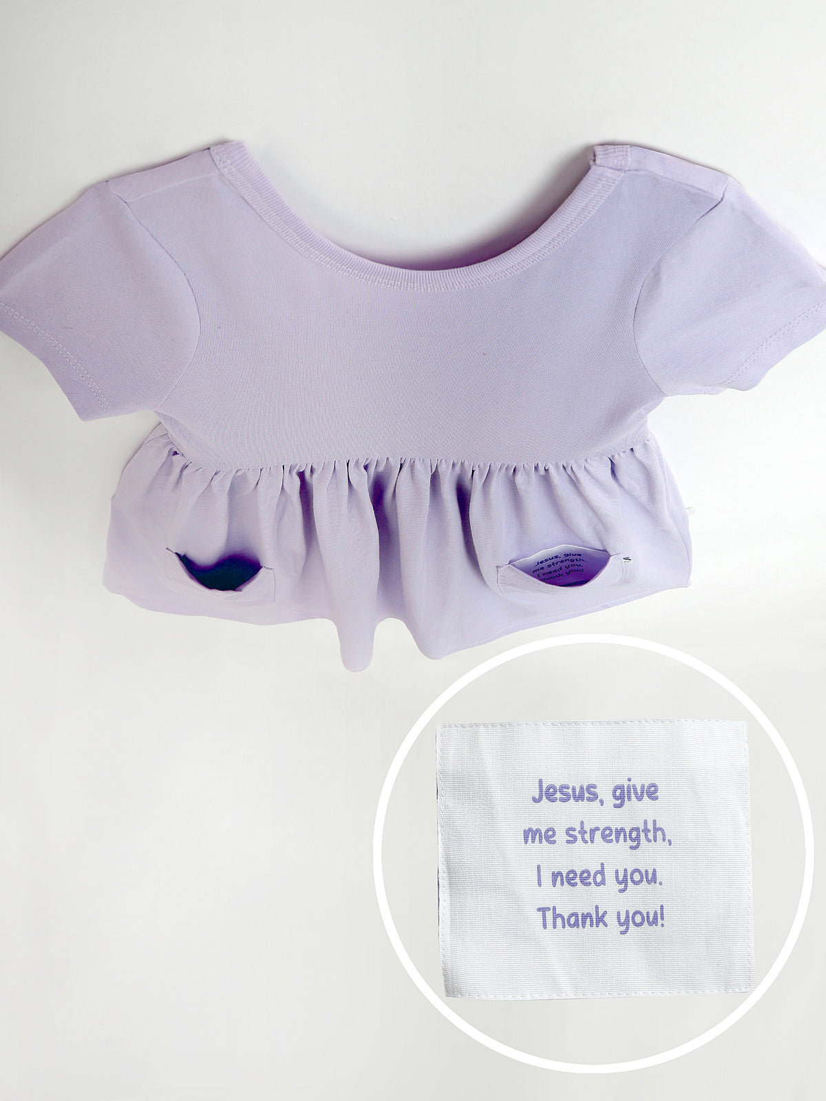 Lilac Prayer Pocket Short Sleeve Twirl Dress Cotton