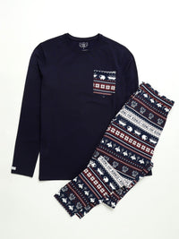 King of Kings Midnight Blue Mens PJ Set Cotton