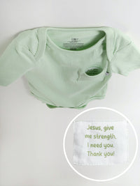Pistachio Prayer Pocket Short Sleeve Bodysuit Cotton