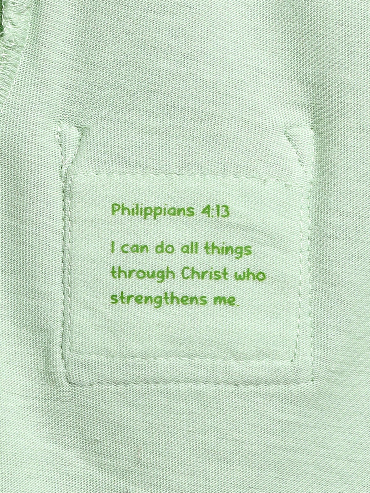 Pistachio Prayer Pocket Short Sleeve Bodysuit Cotton