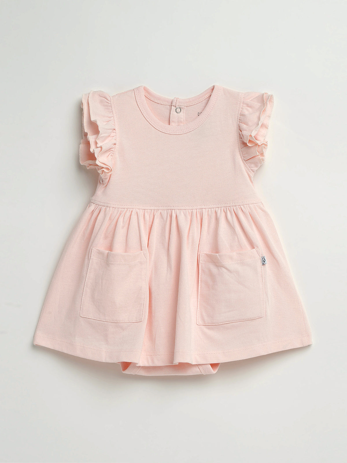 Pink Prayer Pocket Short Sleeve Twirl Dress Bodysuit Cotton