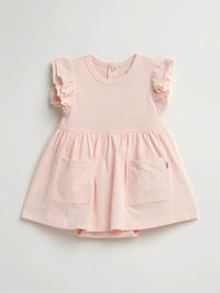 Pink Prayer Pocket Short Sleeve Twirl Dress Bodysuit Cotton