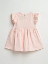 Pink Prayer Pocket Short Sleeve Twirl Dress Bodysuit Cotton