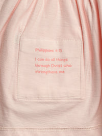 Pink Prayer Pocket Short Sleeve Twirl Dress Bodysuit Cotton