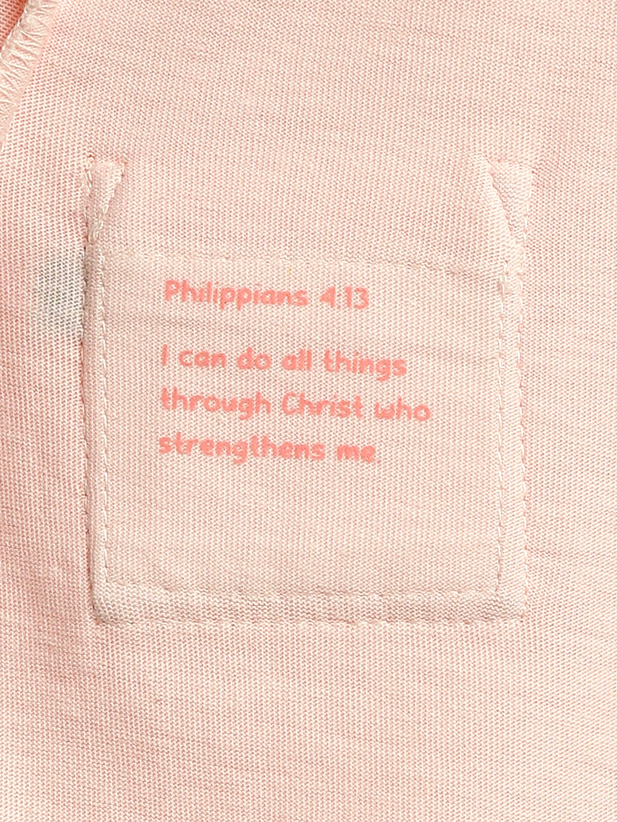 Pink Prayer Pocket Short Sleeve Bodysuit Cotton