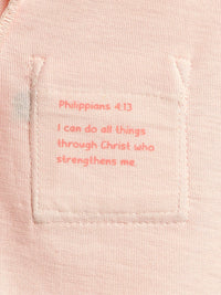 Pink Prayer Pocket Short Sleeve Bodysuit Cotton