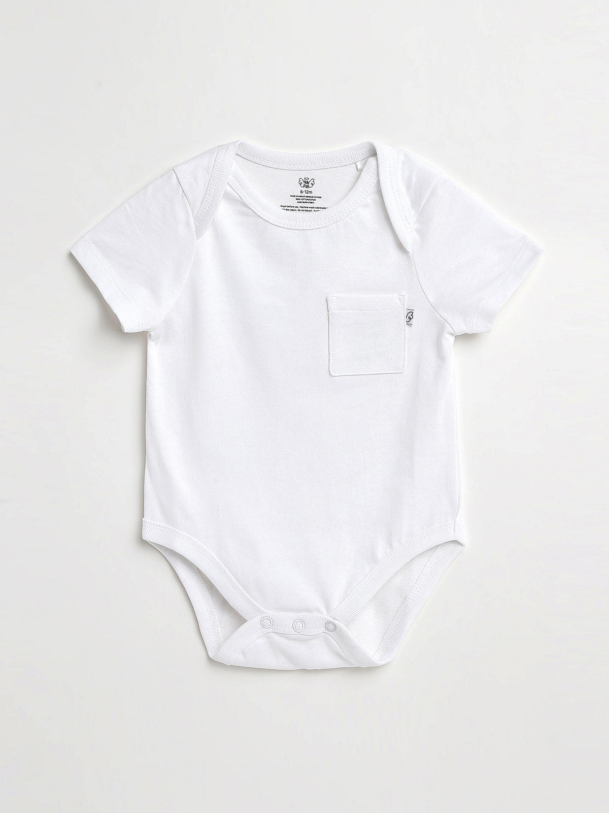 White Prayer Pocket Short Sleeve Bodysuit Cotton
