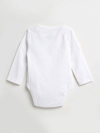 White Prayer Pocket Long Sleeve Bodysuit Cotton