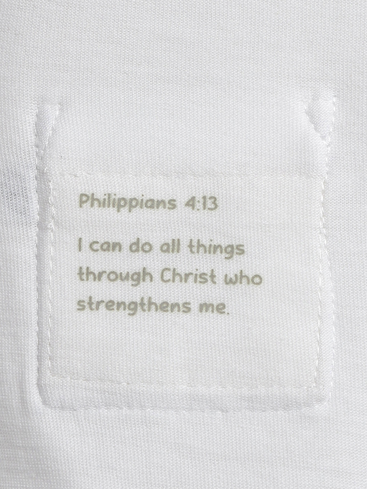 White Prayer Pocket Long Sleeve Bodysuit Cotton