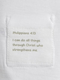 White Prayer Pocket Long Sleeve Bodysuit Cotton