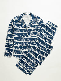 Starry Night Womens Notch Collar PJ Set Cotton
