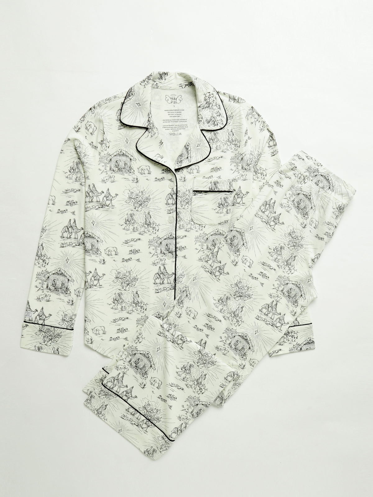 O Little Town of Bethlehem Womens Notch Collar PJ Set Cotton