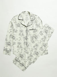 O Little Town of Bethlehem Womens Notch Collar PJ Set Cotton