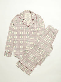 Prophecy Plaid Womens Notch Collar PJ Set Cotton