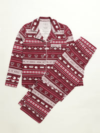 King of Kings Ruby Red Womens Notch Collar PJ Set Cotton