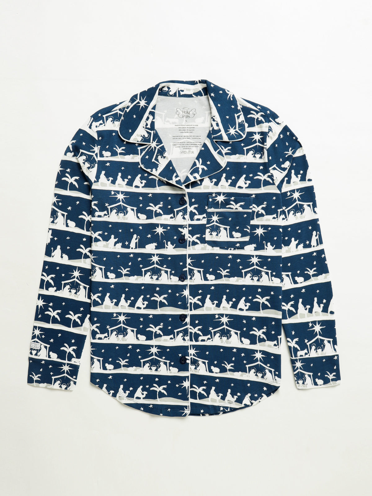 Starry Night Womens Notch Collar PJ Set Cotton