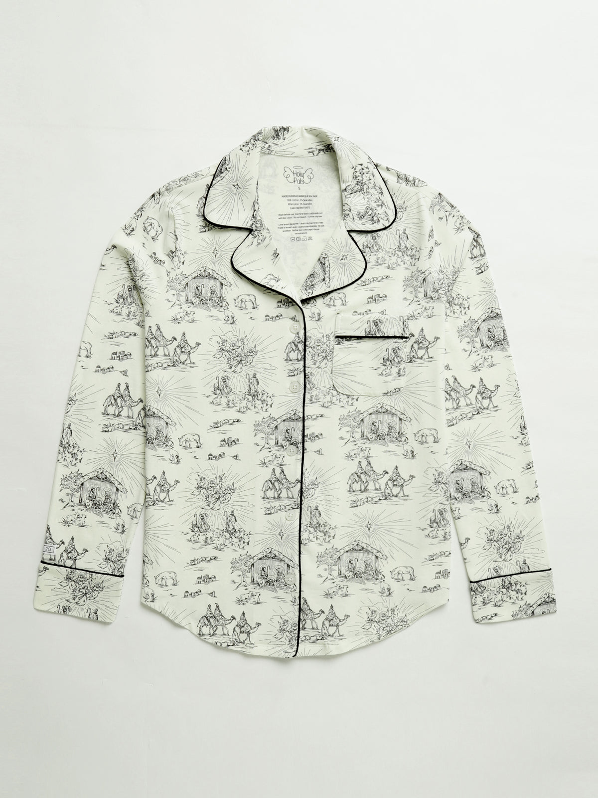 O Little Town of Bethlehem Womens Notch Collar PJ Set Cotton