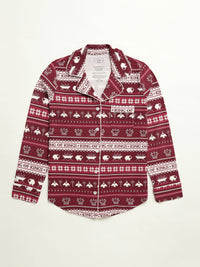 King of Kings Ruby Red Womens Notch Collar PJ Set Cotton