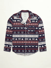 King of Kings Midnight Blue Womens PJ Notch Collar Set Cotton