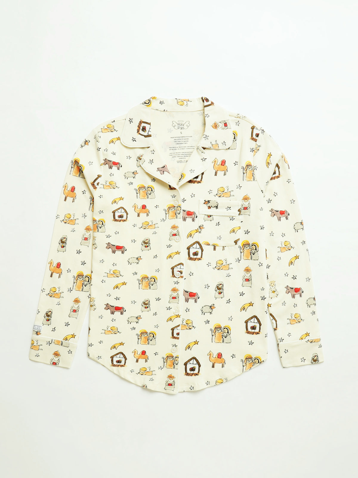 Away in a Manger Womens Notch Collar PJ Set Cotton